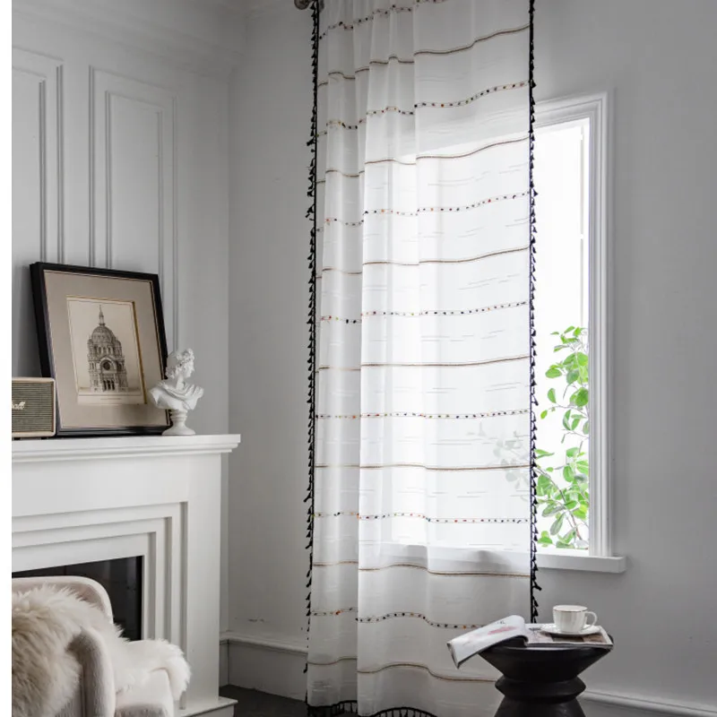 

Black Tassel Simple Style Curtains Living Room Bedroom Kitchen Luxury Home Decoration Room