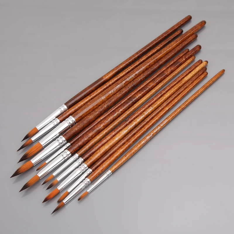 Набор кистей для рисования нейлоновые 12 шт. | Канцтовары офиса и дома