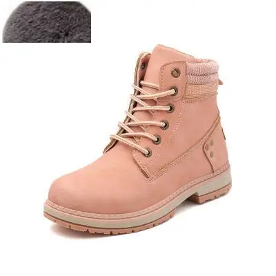 pink fur Новые женские ботильоны Женская зимняя обувь ботинки на шнуровке; женская Bota Для женщин ботинки Обувь на теплом меху Dr мотоботы для ботинки Мартин, женская обувь - Цвет: pink fur