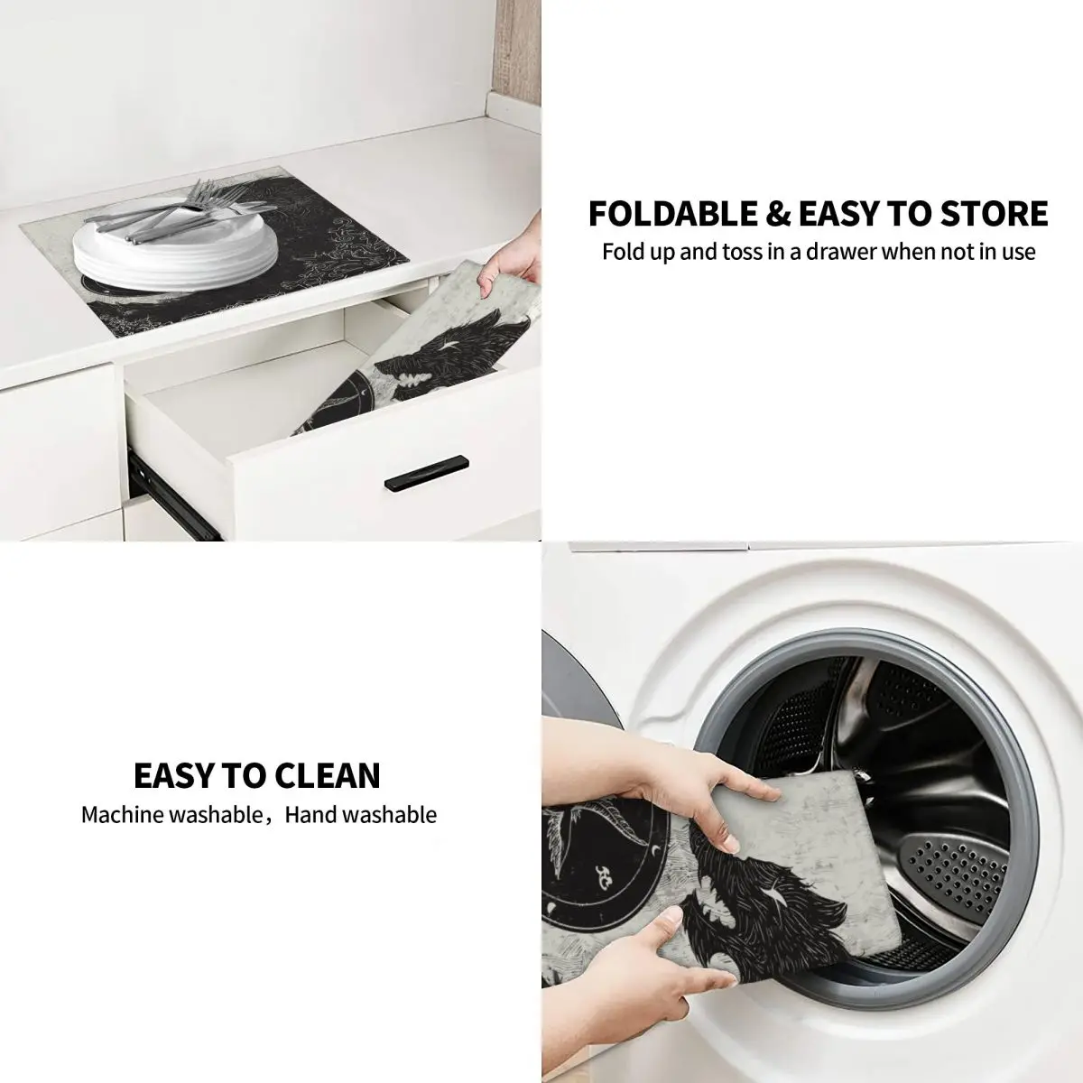 Коврик для сушки посуды впитывающий кухонный коврик в форме рога козы с чёрным