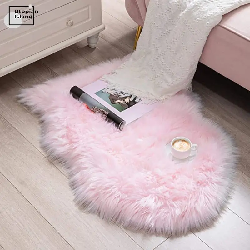Мягкий ковер современный розовый для гостиной меховой плюшевый пушистый спальни
