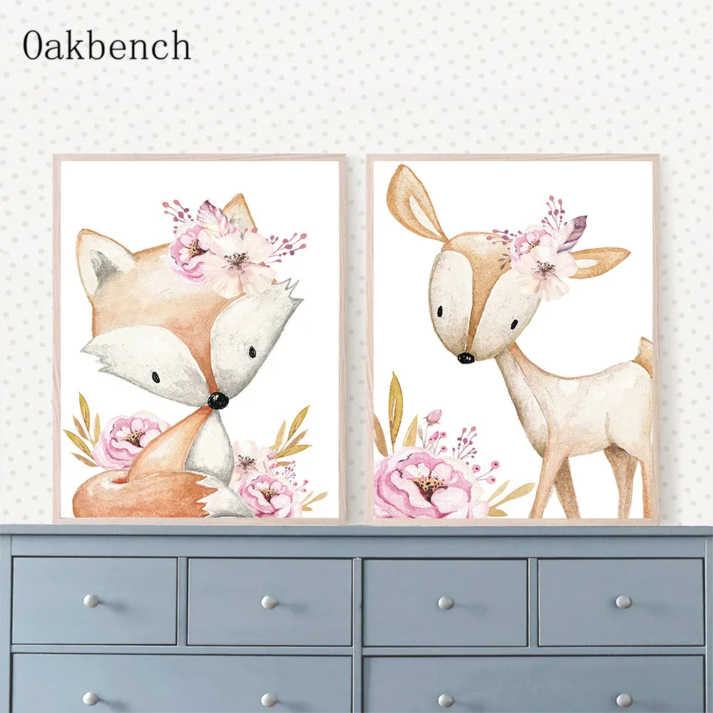 Настенный постер на заказ с изображением лисы и оленя Настенная картина для