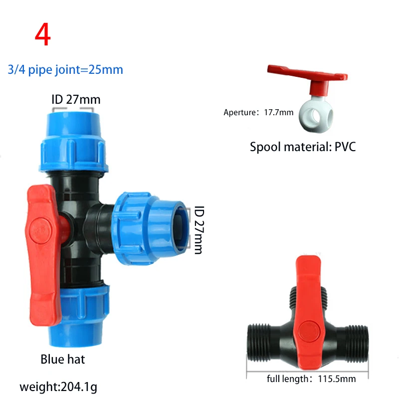 3-ходовой шаровой кран из ПВХ для капельного орошения клапан воды запорный