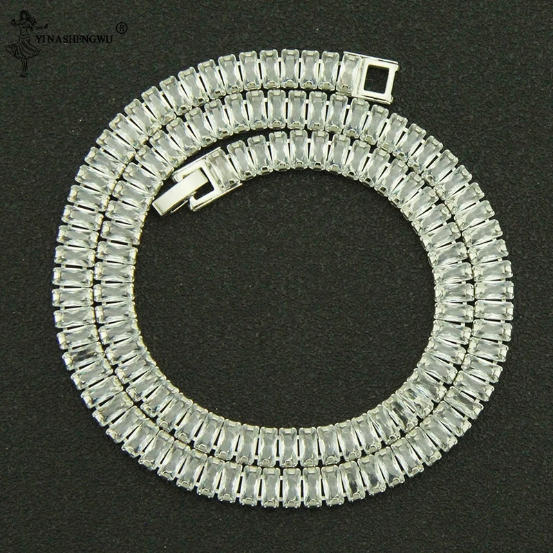 

2020 роскошное ожерелье с багетными Стразы модный браслет из цепочки золотого и серебряного цвета, квадратное, со льдом, подарок мужские укра...