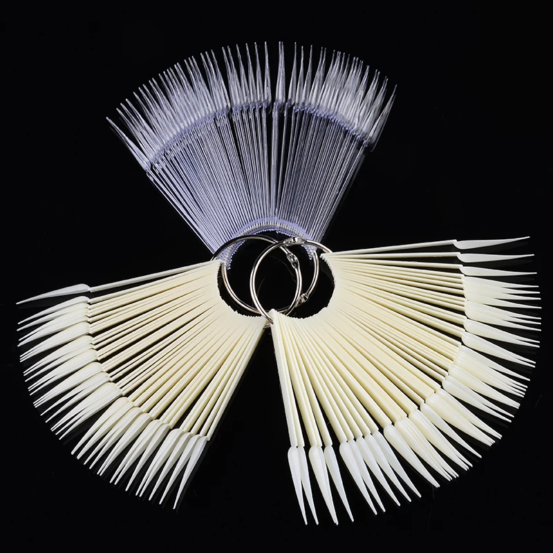 

50Pcs Nail Art Tips Display Stick Stiletto Nail Polish Swatches Sticks Practice Color Sample Displaying Tool 3 Colors