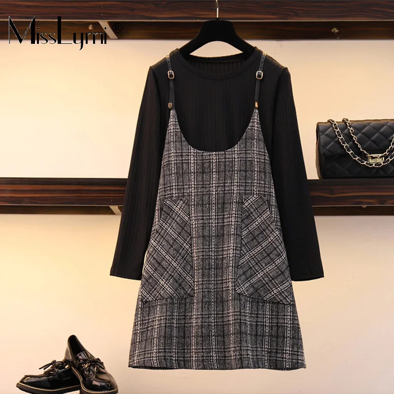 XL 5XL большие размеры женское Повседневное платье из двух частей осень 2019 модные