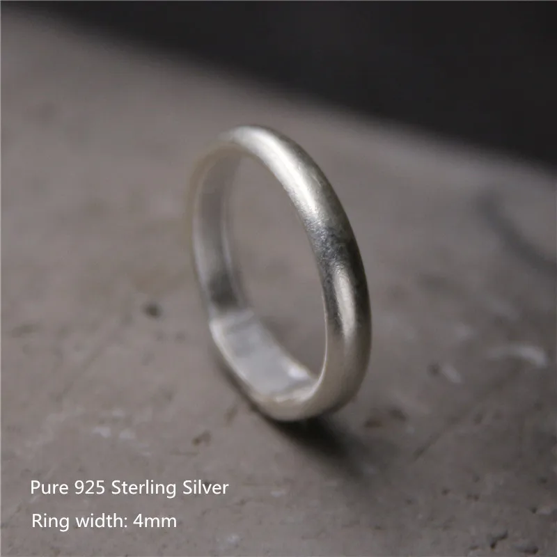 

Buyee 100% 925 Sterling Silver Classic Female Ring 4mm Wide Convex Fashion Wedding Ring for Women Men Wedding Fine Jewelry