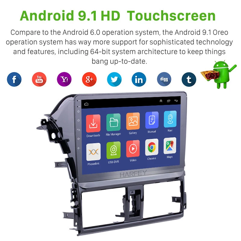 Harfey Android 9 1 2Din 10 "Автомобильный GPS авто радио мультимедиа плеер головное