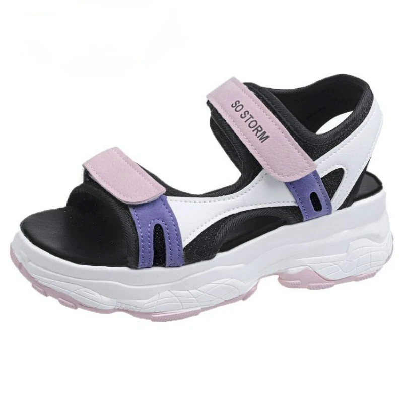 

Sandals Female Summer 2021 New Muffin Platform Ins Fashion Beach Flat Red Thick Bottom Breathable Causal Women Sandals