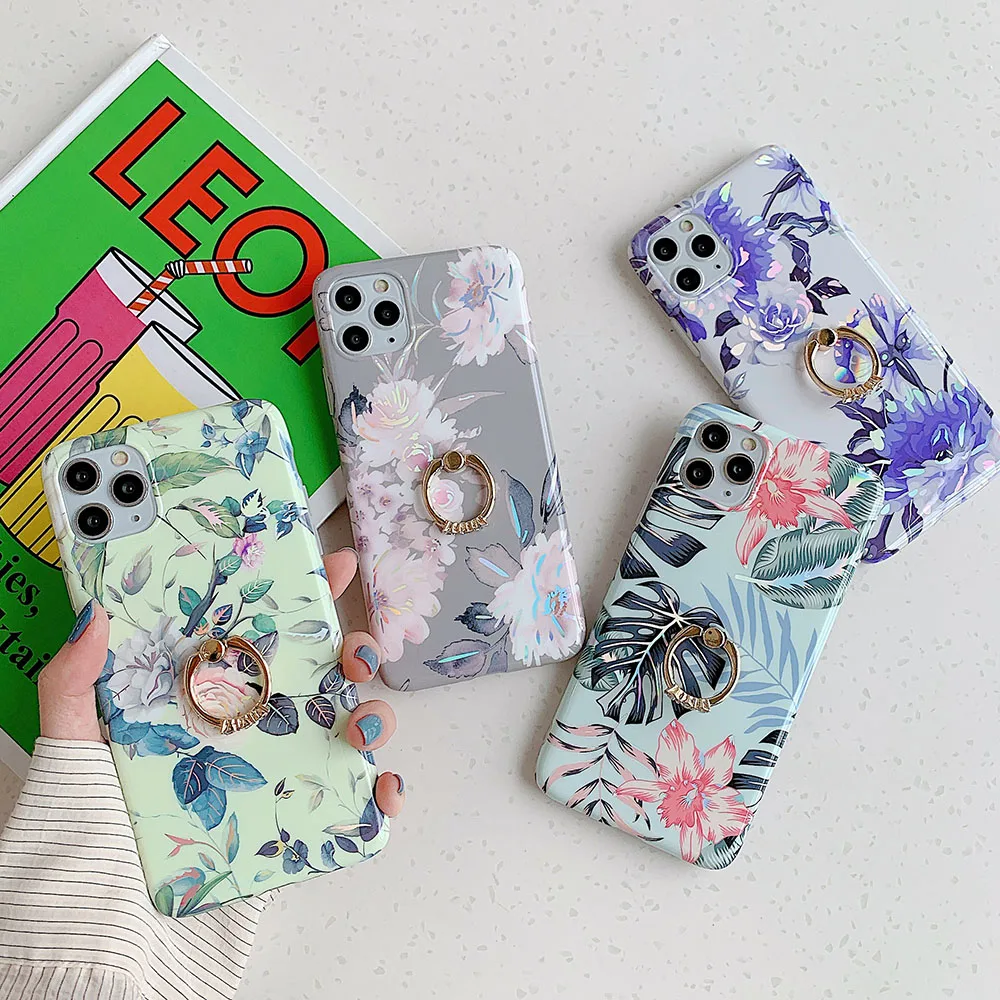 LOVECOM Laser Retro Flower Leaf Phone Case For iPhone 12 Mini Pro 11 Max XR XS 7 8 Plus Banana Soft Back Cover | Мобильные телефоны