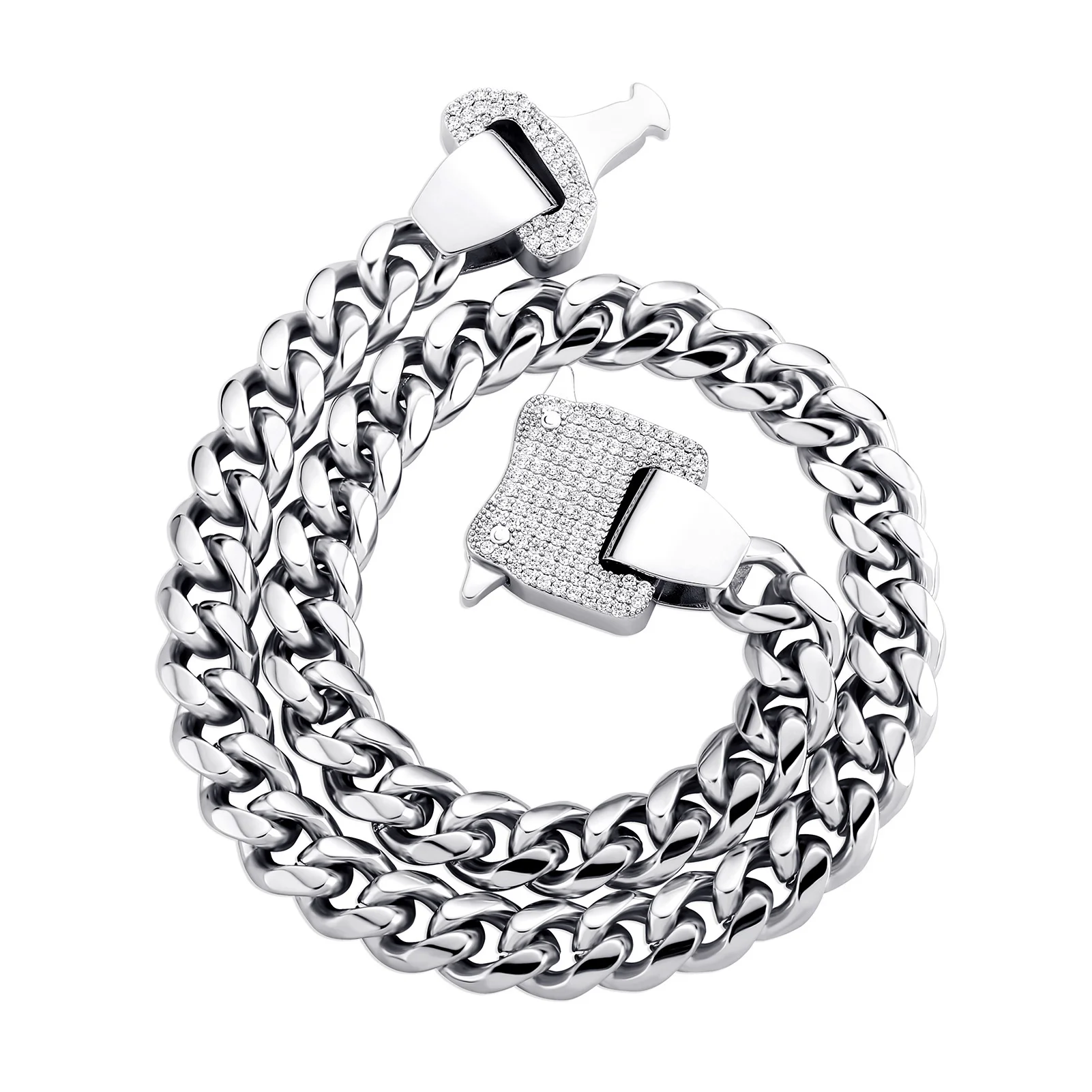 

12mm Smooth Cuban Chain Roller Coaster 1017 Men's And Women's Personality Functional Style Accessories Pendant Necklace Fashion