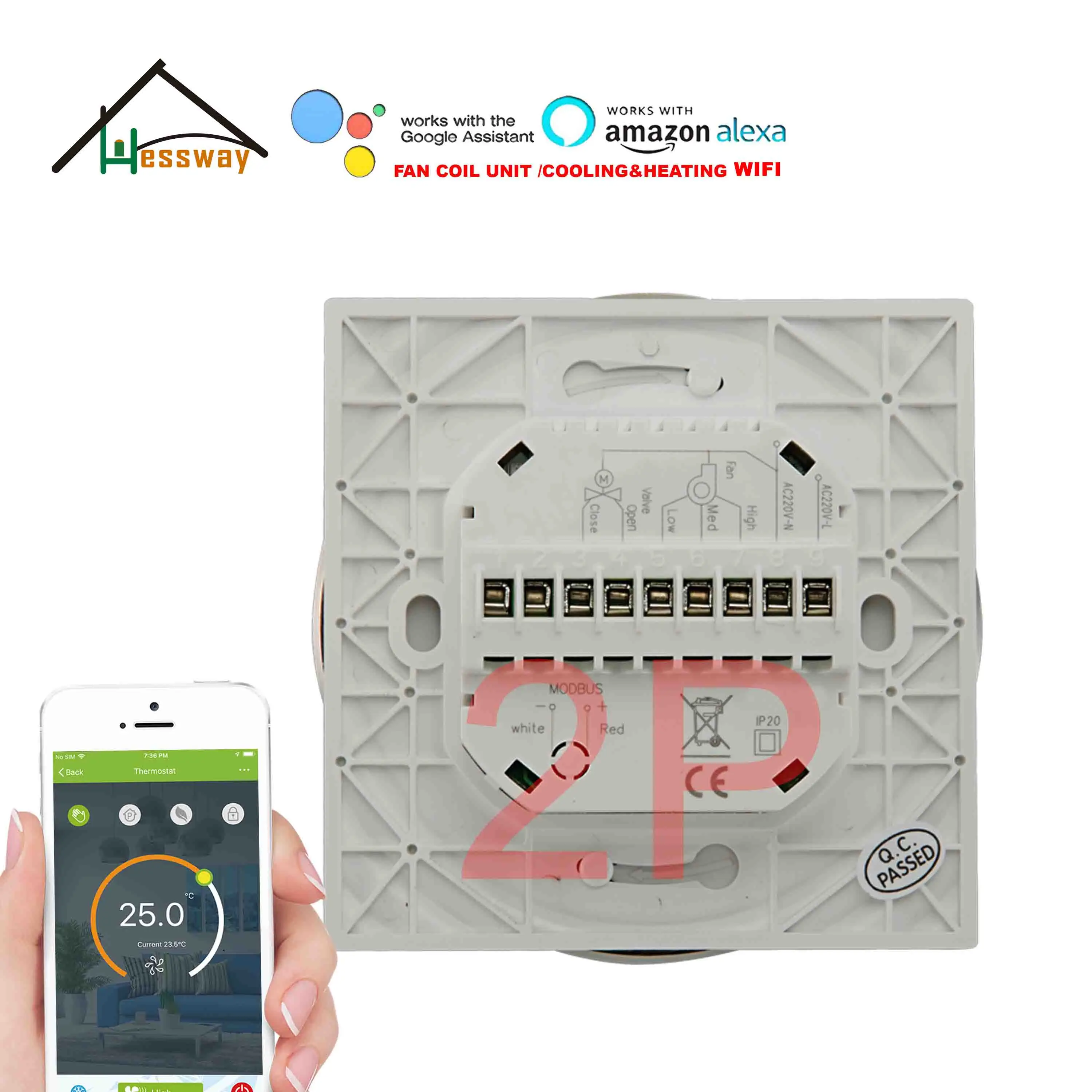 HESSWAY 4p 2 трубный вентилятор домашний термостат Wi Fi контроллер температуры для