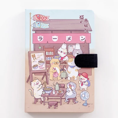 Kawaii записная книжка с магнитной пряжкой, записная книжка с милым котом, дневник с пулями, кавайные записные книжки, кавайные канцелярские школьные принадлежности - Цвет: A