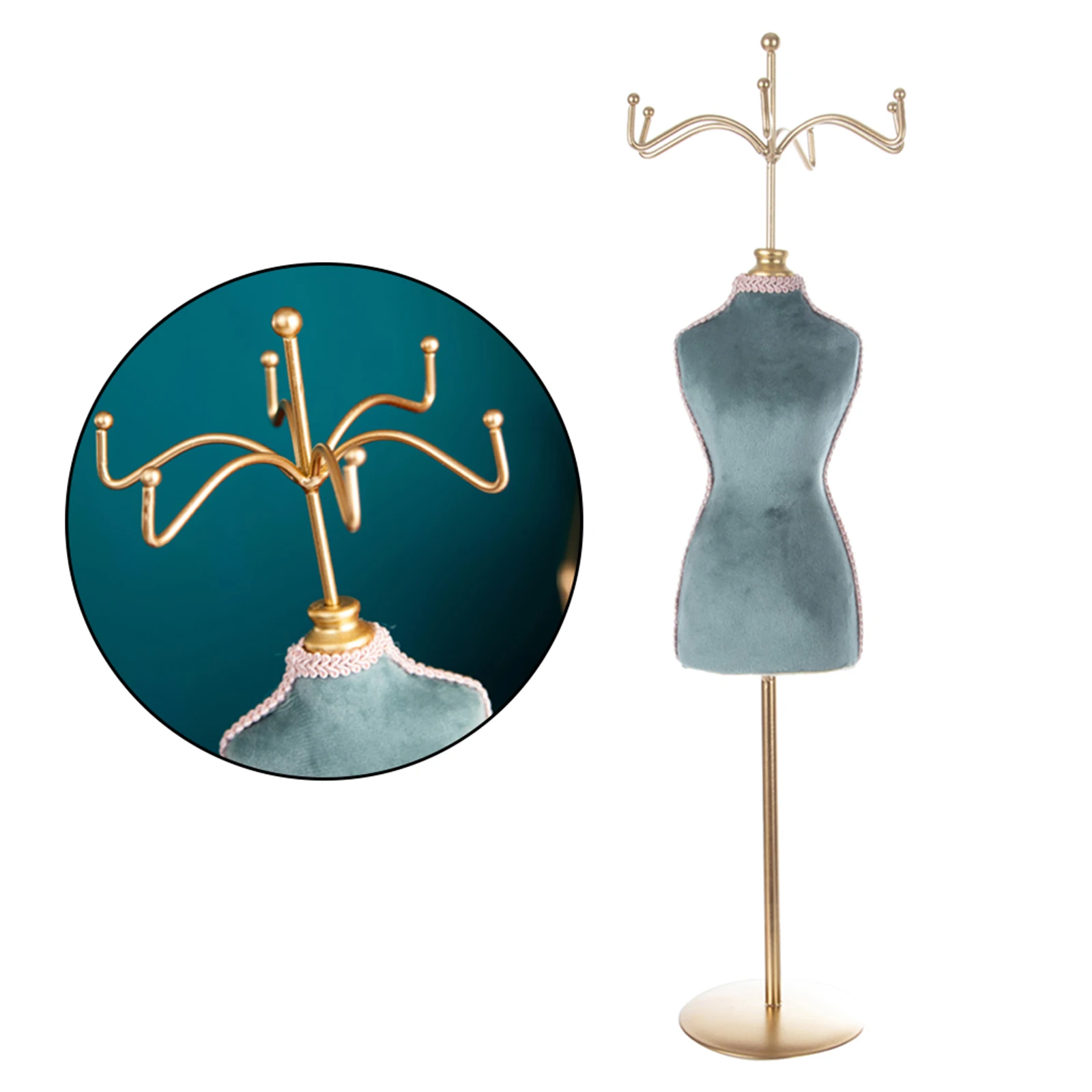 

Metal Fashion Jewelry Display Stand Mannequin for Necklace Women Girls Blue