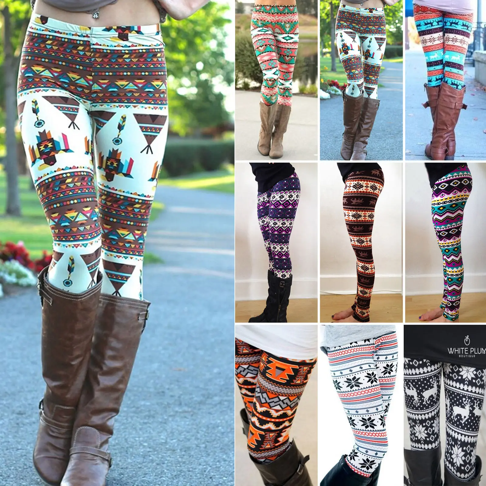 Повседневные женские трикотажные Джеггинсы в полную длину со снежинками и