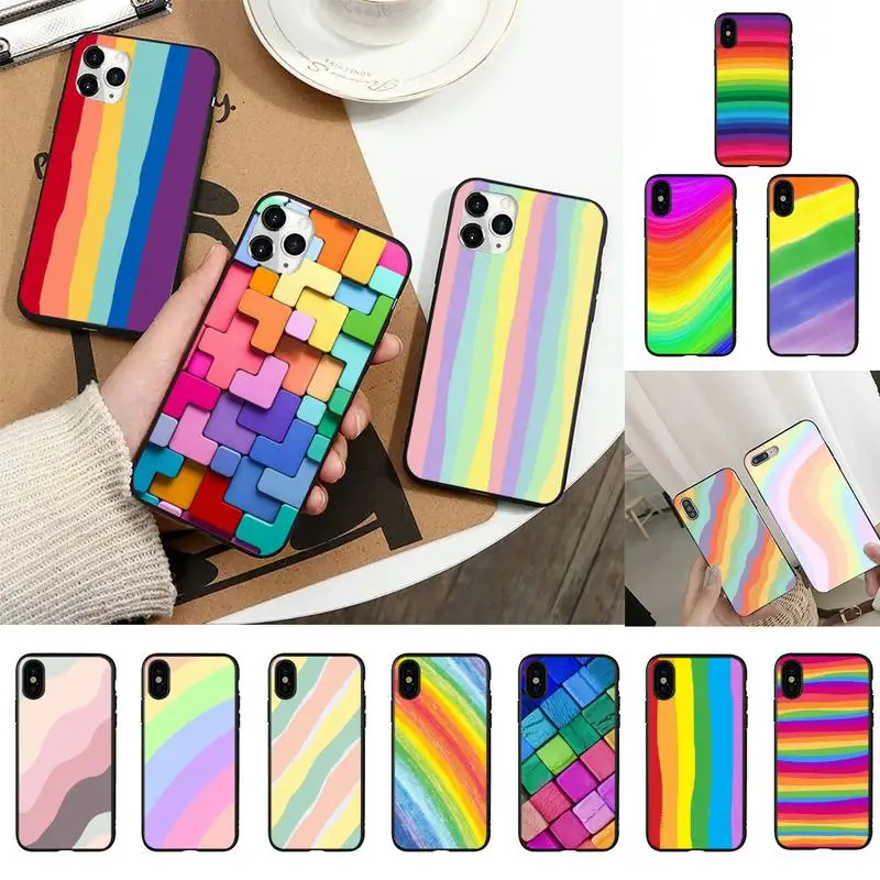 

Colorful Rainbow Phone Case for iPhone 11 12 13 mini pro XS MAX 8 7 6 6S Plus X 5S SE 2020 XR case