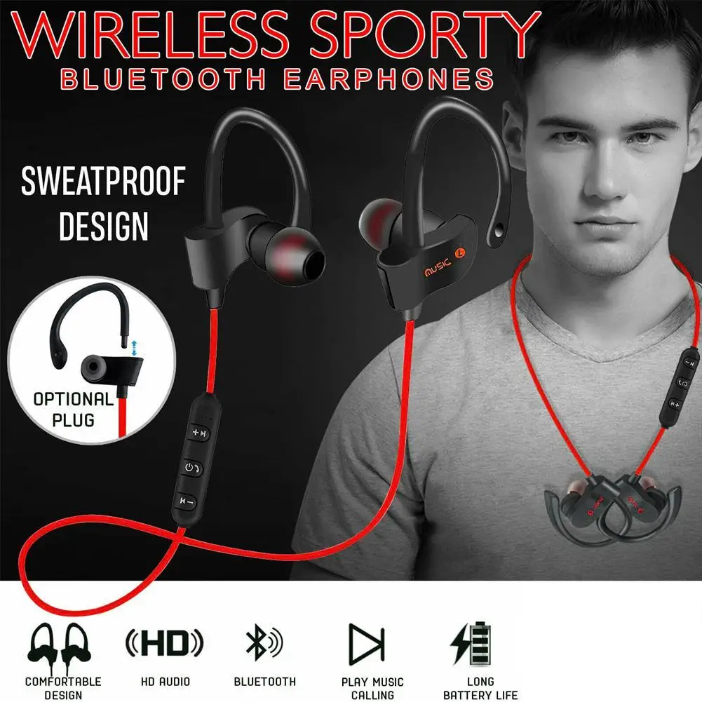 Bluetooth наушники, беспроводная стерео Спортивная гарнитура, музыка, громкая связь, BT наушники, наушники с защитой от пота, Bluetooth наушники