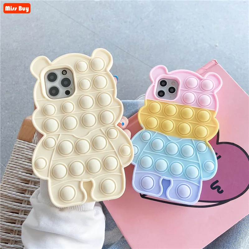 

Cartoom 3D Cute Little bear Rainbow Silicone Reliver Stress Case for Samsung Galaxy A20 A30 A50 A21 A32 5G A72 S9 S10 Plus Cover