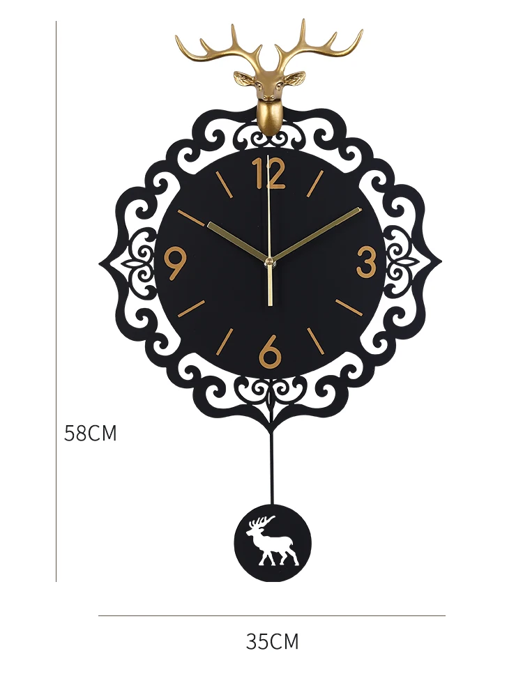 

Deer Hanging Wall Clock Metal Nordic Design Silent Wall Watches Living Room Modern Design Montre Mural Household Products EF50WC