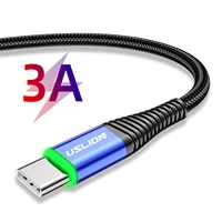 3a quick charge usb new type c with green light data cable for huawei 0 5m 1m 2m lead mobile phone cord data charger wire