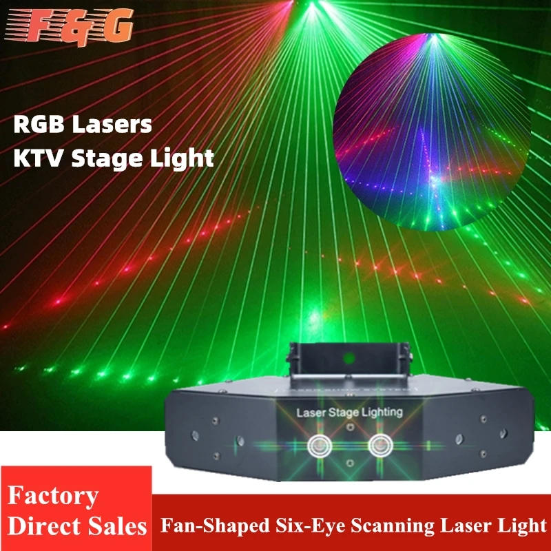 

Веерообразный шестиглазный сканирующий RGB лазерный светильник DMX 512 для DJ диско-клуба KTV сценическое событие шоу Вечеринка световой эффект с...