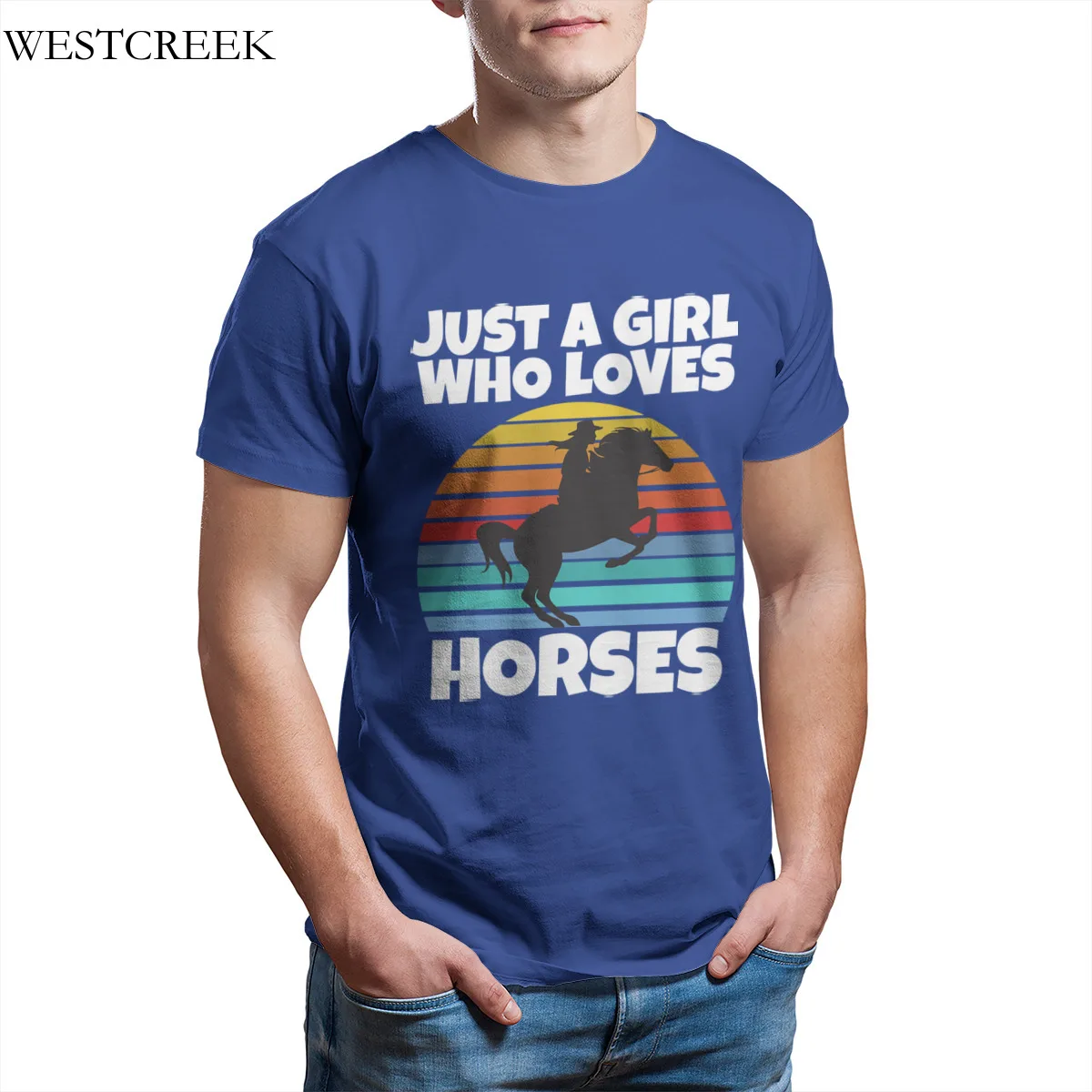 

Wholesale Men's T-Shirt Just a girl who loves horses cool Print Funny Sleeve Streetwear Tees 33534