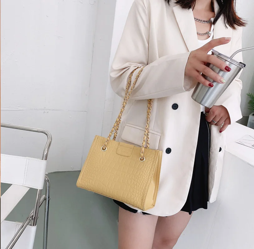 

Luxury Women Alligator Pure Color Handbags Trendy Design Crocodile Pattern Shoulder Armpit Sac Trendy Flap Crossbody Tote Purses