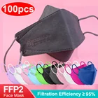Маска для рыбы KN95 Ffp2, 100 шт., маски fpp2, одноразовые гигиенические респираторные маски kn95, сертифицированные fpp2, маски для взрослых