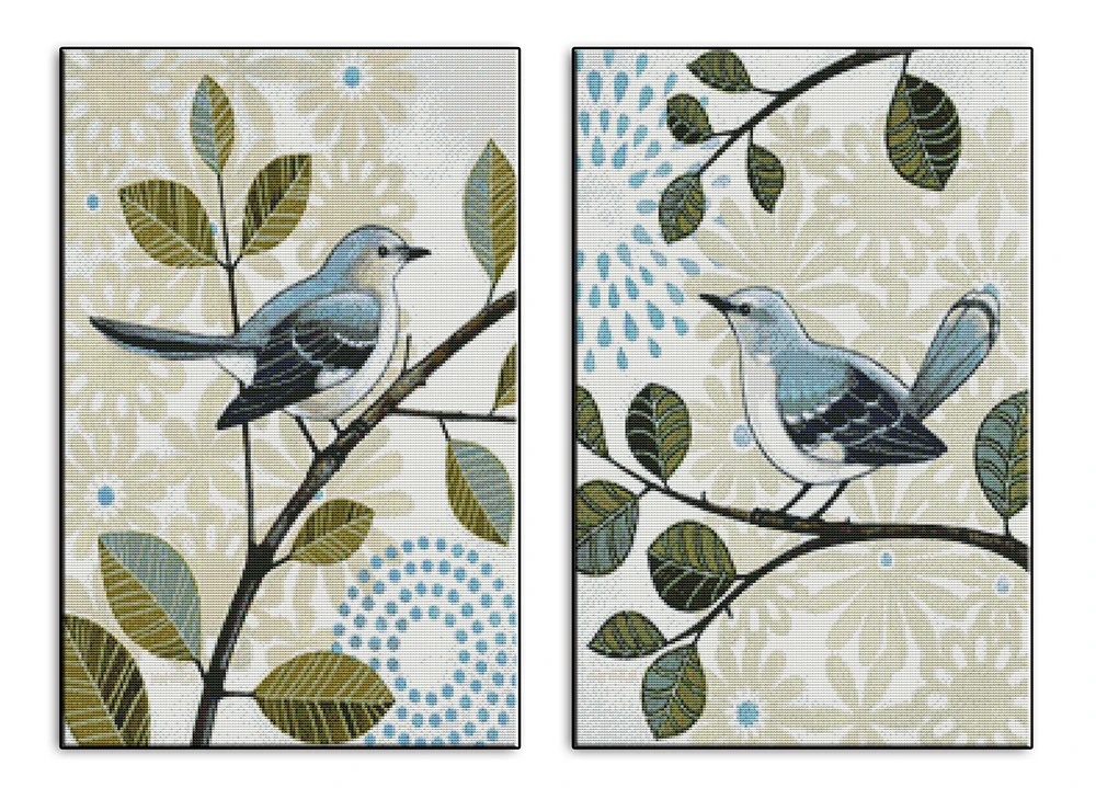 

Antiphonal singing birds (bigeminy) cross stitch kit print canvas hand sew cross-stitching embroidery DIY handmade needlework
