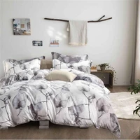 nordic bedding set leaves reactive printed plaid striped comforter sets duvet cover set pillowcase bedclothes bed linen set