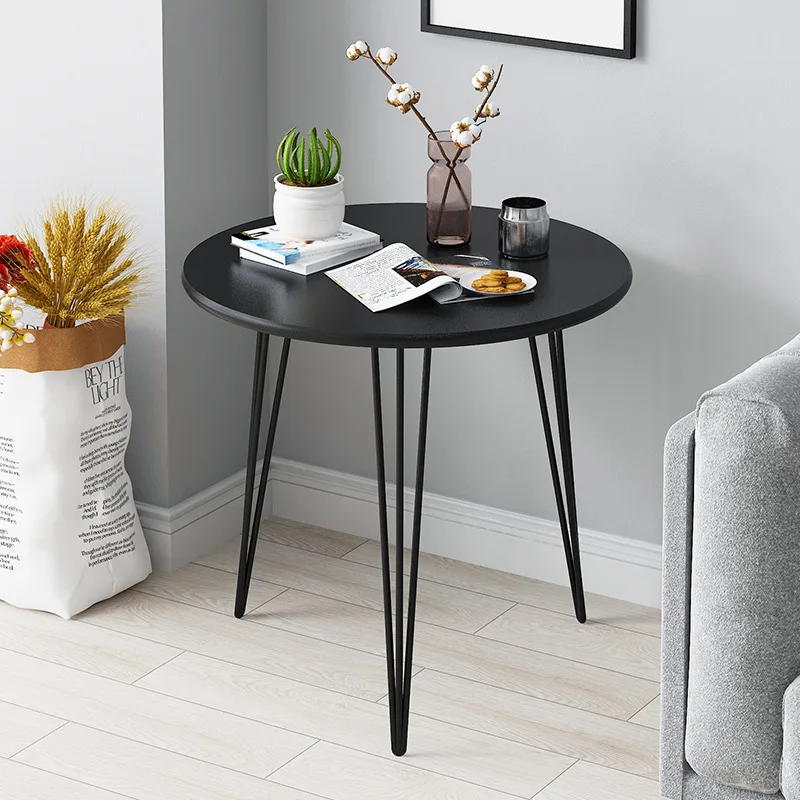 Круглый журнальный столик Прочный компактный маленький обеденный стол черный