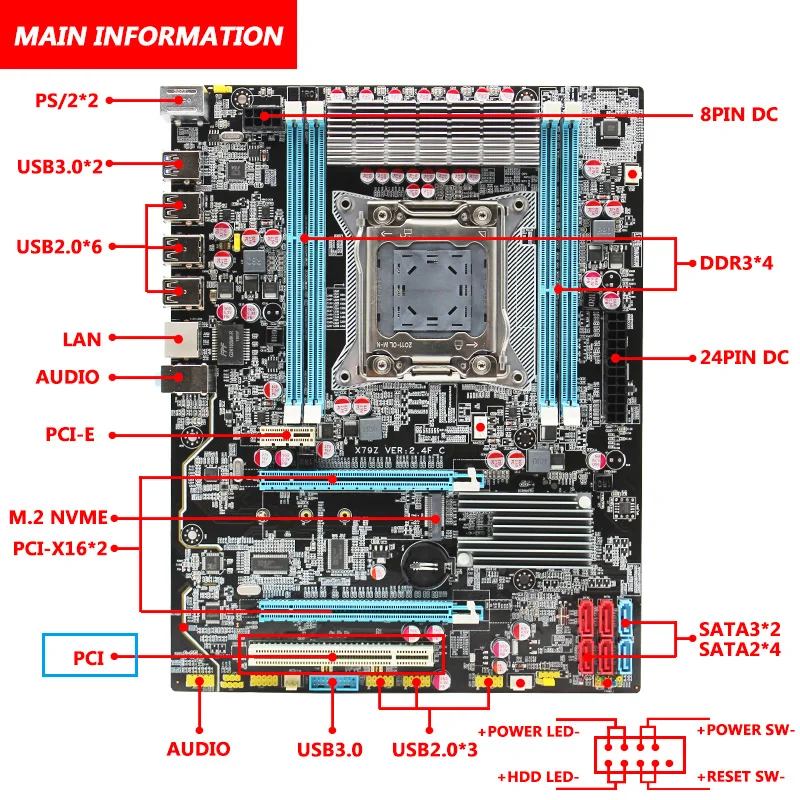 MACHINIST X79 LGA2011 материнская плата LGA 2011 ATX USB3.0 SATA3 PCI-E NVME M.2 SSD поддержива DDR3 REG ECC памят и Xeon E5 V3 CPU материнская плата 2011