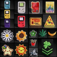 game console sunflower daisy patches badges lucky grass epaulet embroidery applique iron clothes sewing supplies decoration