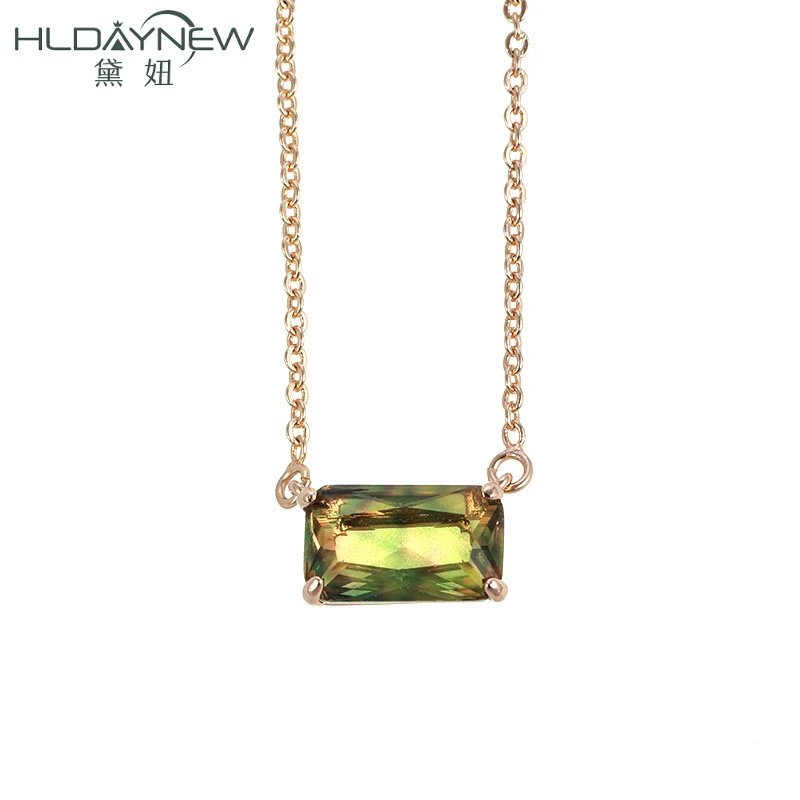 

Dream Colorful Zircon CZ Setting Gold Smart Pendant Necklace For Woman Charms Lovers Ornaments Collar Choker Drop New Accessory