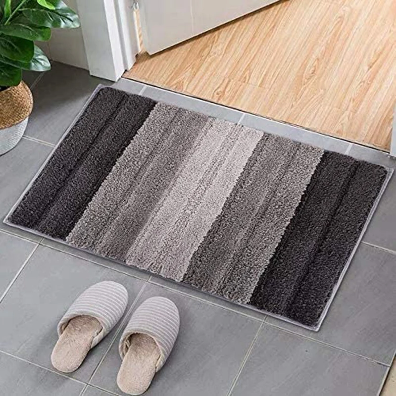 Полосатый дверной коврик нескользящий мягкий из микрофибры для входной двери