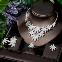 hibrid full aaa cubic zircon pave sun flower design bridal jewelry sets for women wedding dress accessories ethiopian n 445