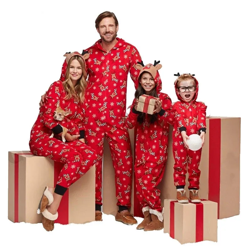 

Christmas Matching Family Outfits 2021 Father Son Romper Baby Mother Daughter Clothes Family Looking Jumpsuit Pajamas
