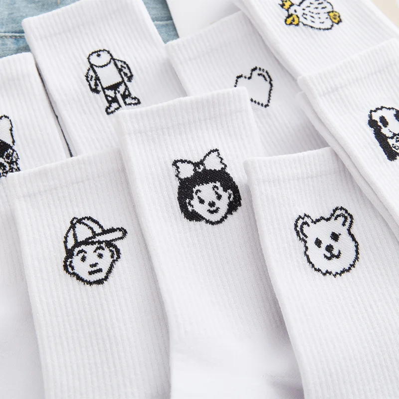 

PEONFLY Happy Socks Korean Women Style Autumn Cute Japanese Harajuku Women Socks Kawaii Cartoon Dog Bear Girls Socks Gifts