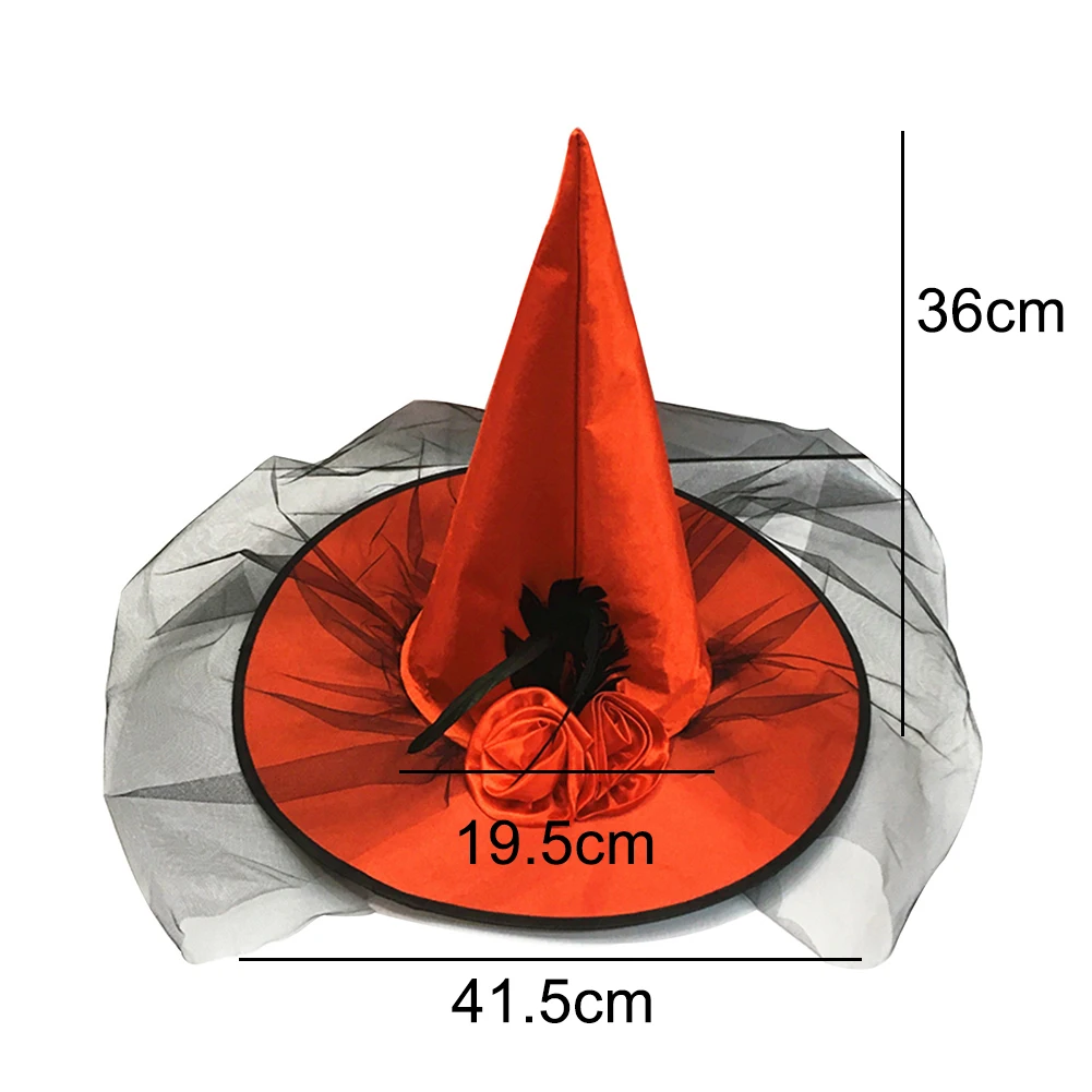 new beautiful Women Halloween Cosplay Party Prop Mesh Witch Hat with Artificial Rose Flower Funny Mats Cosplay Prop Mesh Design