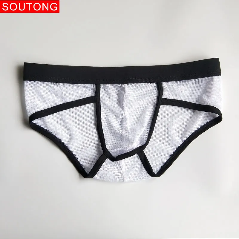 Soutong, сексуальное мужское нижнее белье, сетчатые Прозрачные Боксеры, дышащие шорты-боксеры, удобное нижнее белье, ropa interior hombre ST63 - Цвет: sj06-black