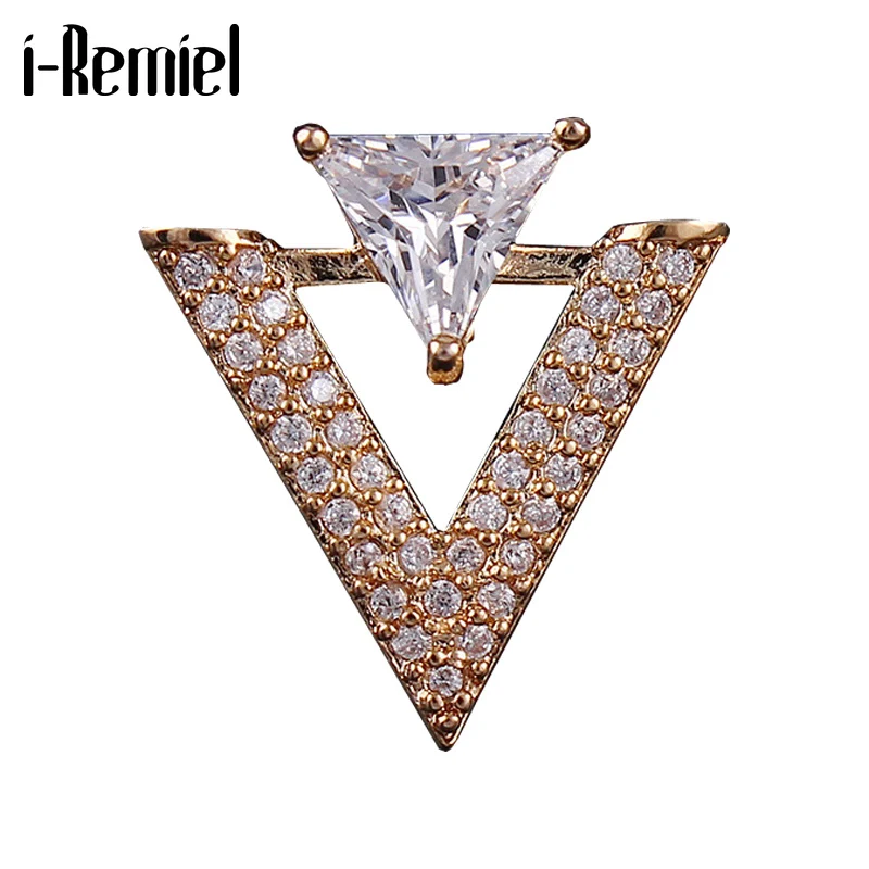 Новая треугольная Брошь Стразы булавки с цирконом маленькая булавка для