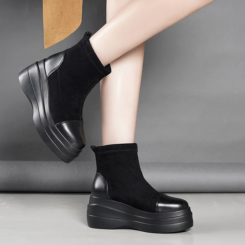 Женские ботильоны на танкетке черные готические ботинки со шнуровкой массивном