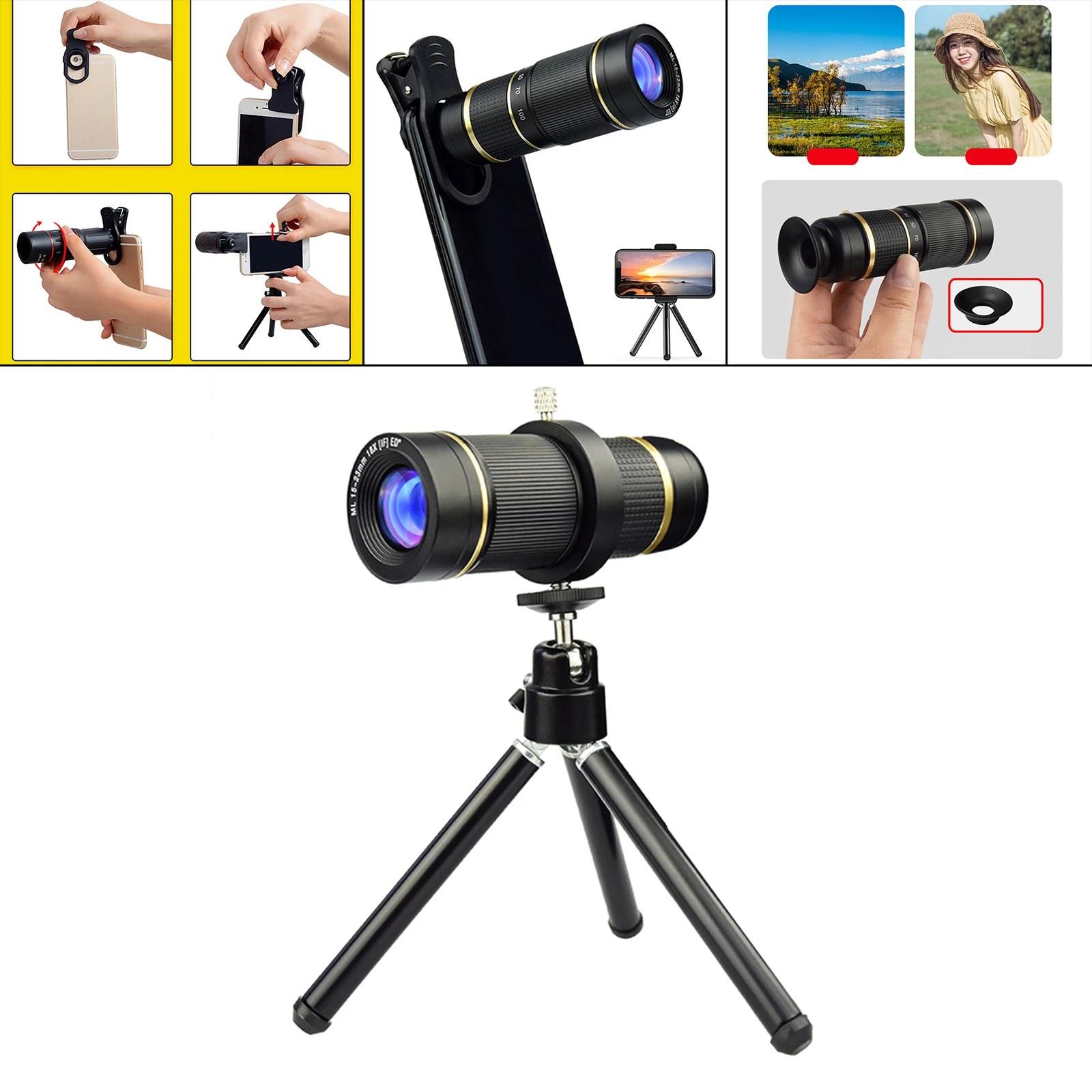 

Универсальный телескопический объектив с 18-кратным зумом, монокулярный объектив для камеры телефона, для игр, концертов, туризма