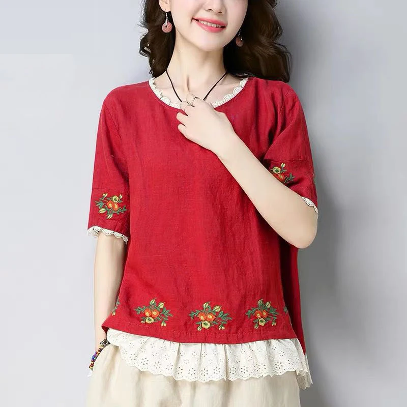 Женская свободная футболка с коротким рукавом летняя хлопковая Футболка круглым