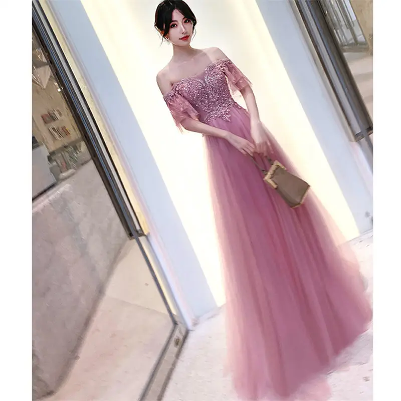 It's Yiiya Evening Dresses Boat Neck Plus Size Short Sleeve Appliques Robe De Soiree Floor-Length Women Party E896 | Свадьбы и