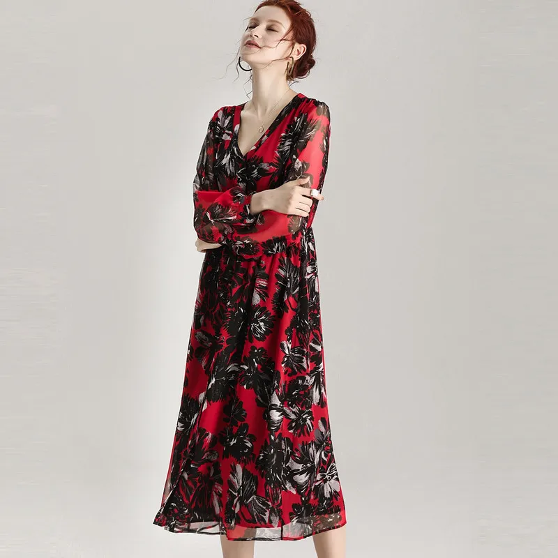 Женское слитное платье из натурального шелка летнее богемное тутового