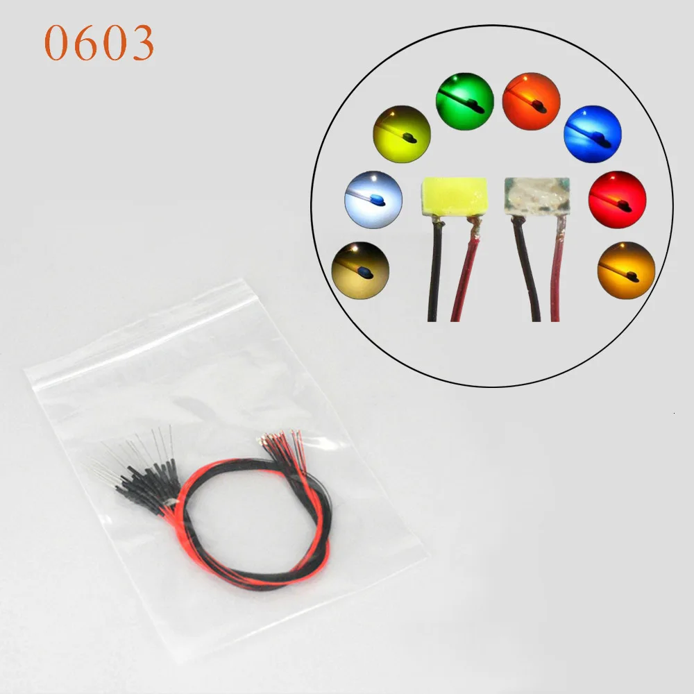 20 шт. 0603 SMD модель поезда HO N OO шкала предварительно припаянный micro litz проводной светодиодный провод с резистором 1,5 K