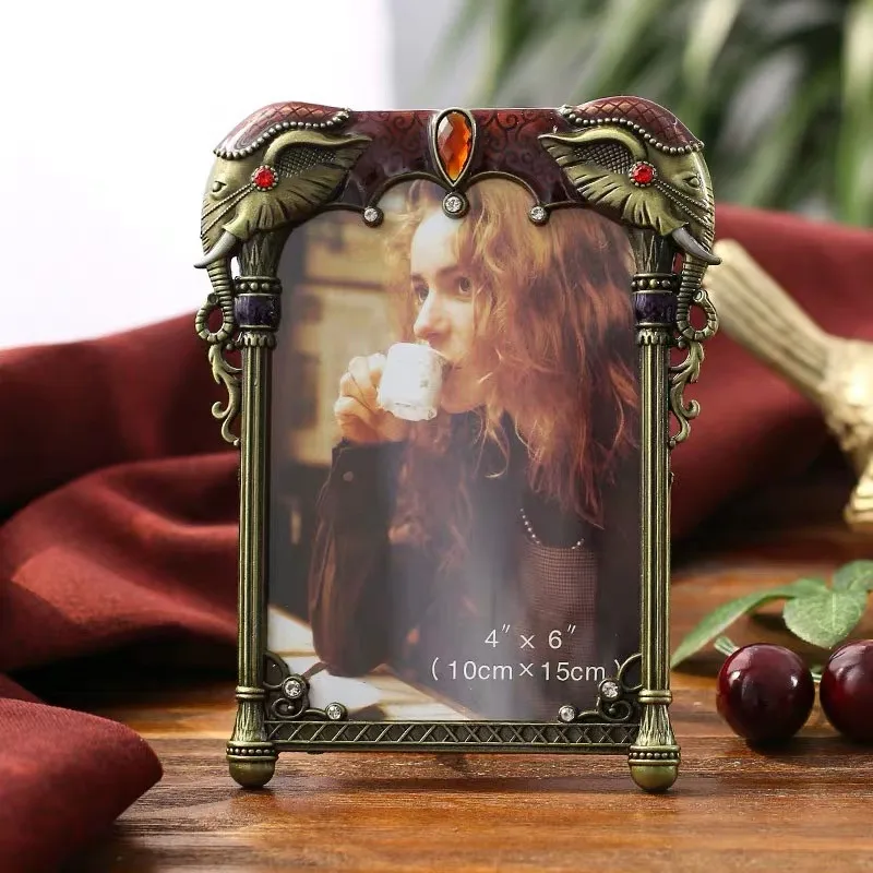 6 дюймов классический жемчуг слон фоторамка Европейский ретро металл гостиная
