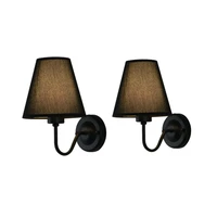 Set of 2 Classic Rustic LED Wall Sconces Lighting Interior Wall Lamp Contemporary Mounted Fabric Bedside Lighting for Bedroom