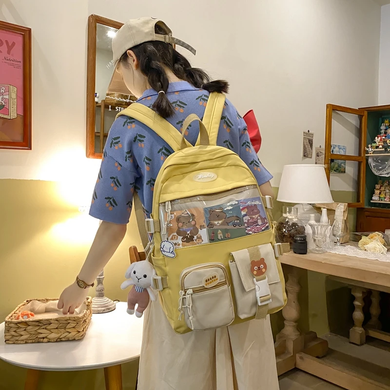 

2021 милый нейлоновый женский рюкзак для куклы, Модный водонепроницаемый рюкзак для девочек-подростков, школьная сумка, милый студенческий р...